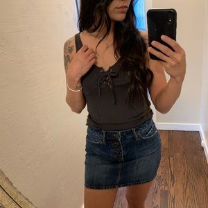 Lace up American eagle top